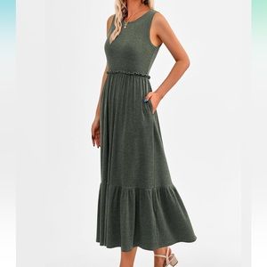 BTFBM Womens Casual Tank Dress Crewneck Boho Summer Sleeveless Sundress XL NWT